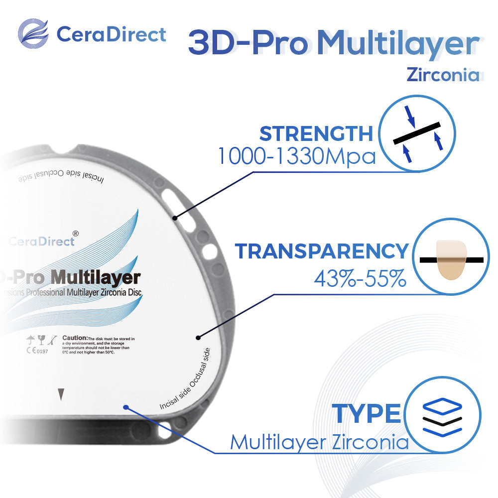 Système AG de disque en zircone multicouche 3D-Pro (71 mm)